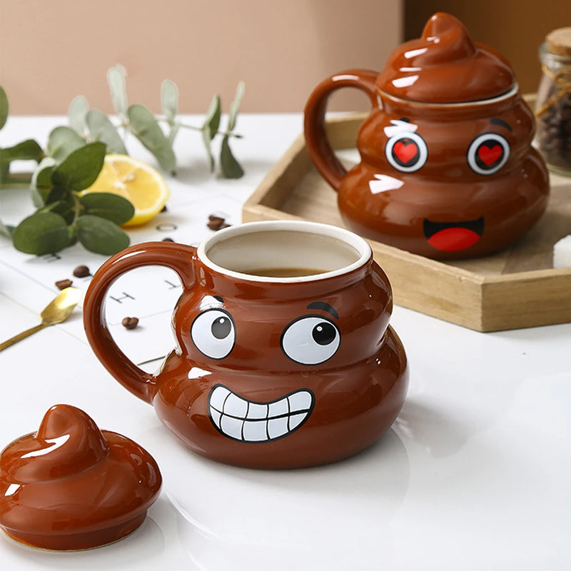 Funny Poop-Shaped Ceramic Mug with Spoon – 16 oz